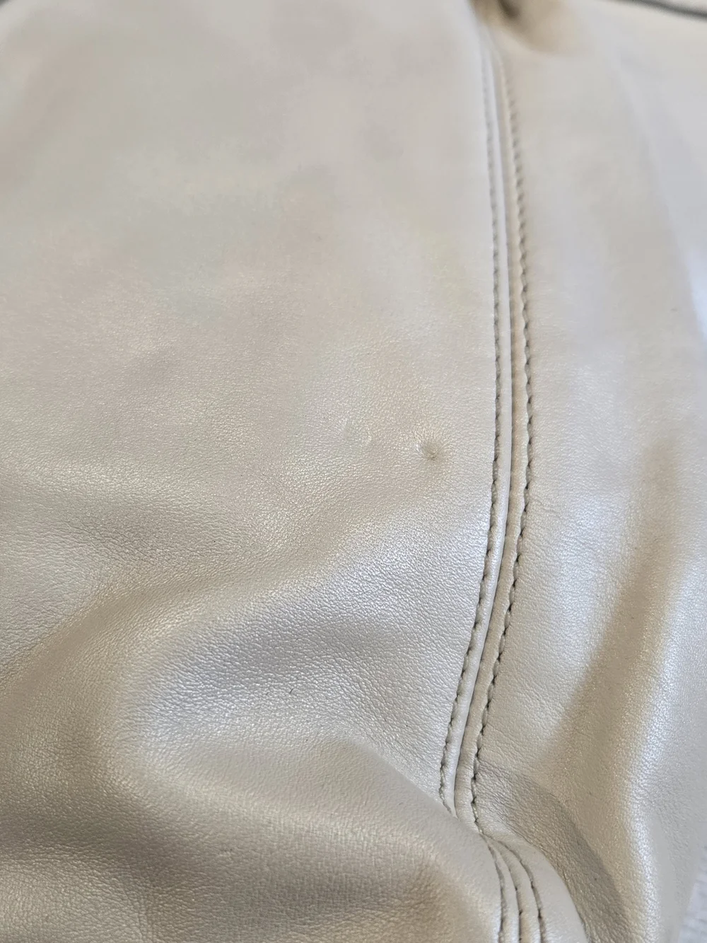 Coach Cream Leather Shoulder Bag with Silver Hardware